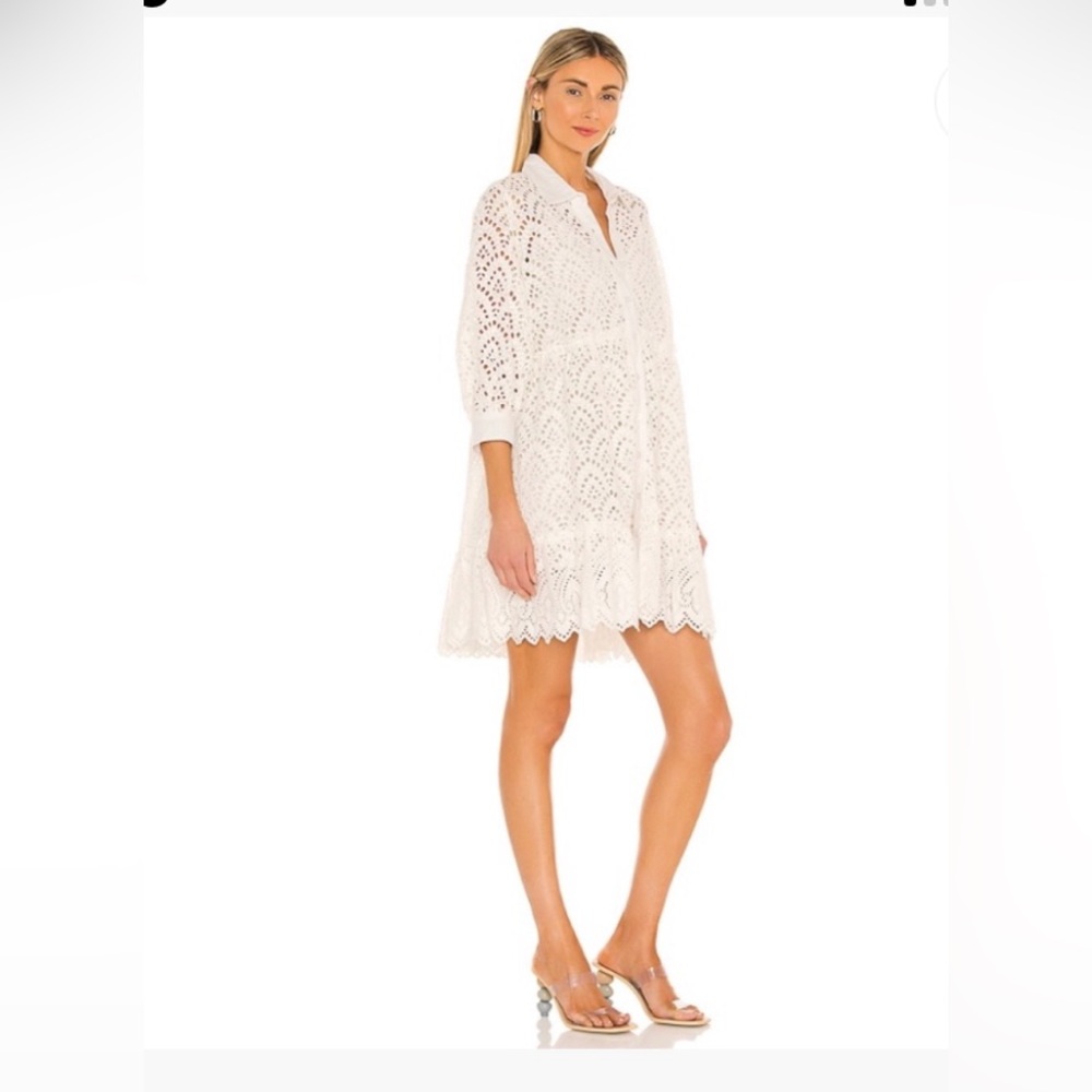 Sundress White Eyelet Button-Up Dress